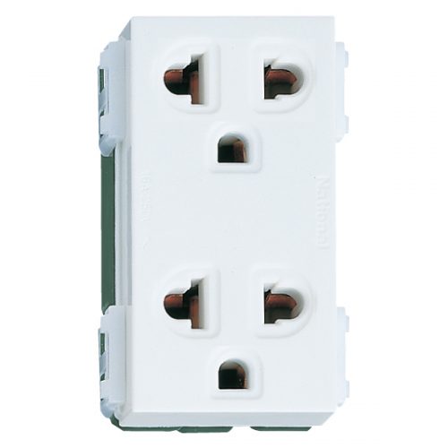 Ổ cắm đôi có dây nối đất Panasonic dòng Wide, WEV1582, WEV1582SW (second hand)