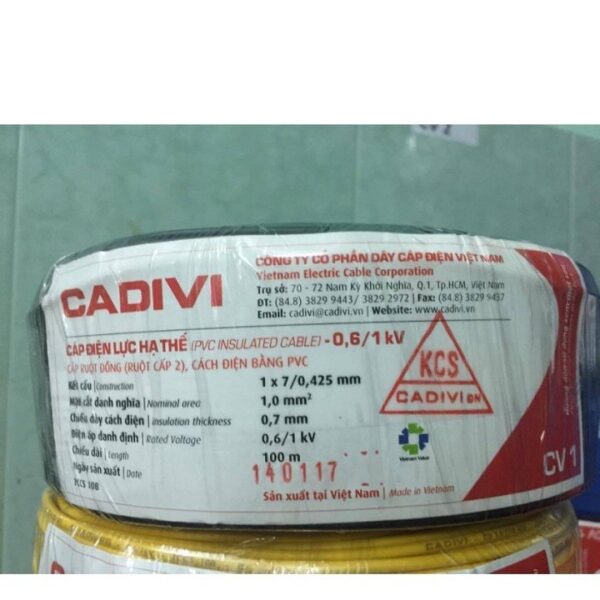 Dây cáp điện đơn 1mm2, CV 1, Cadivi