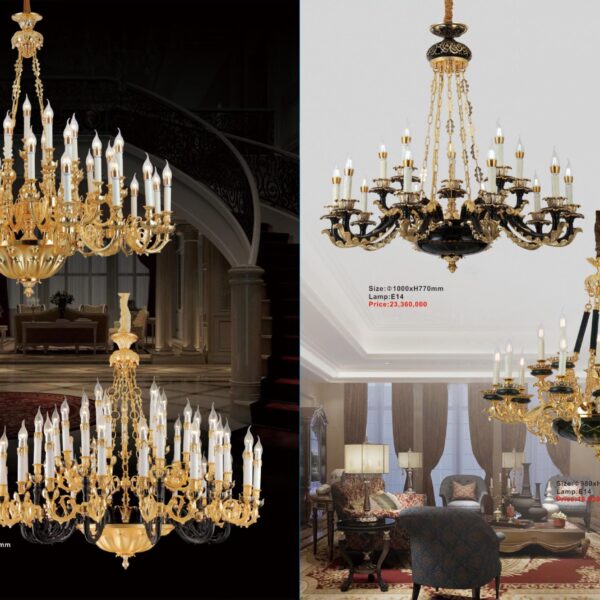 Đèn chùm bằng đồng, đá 22