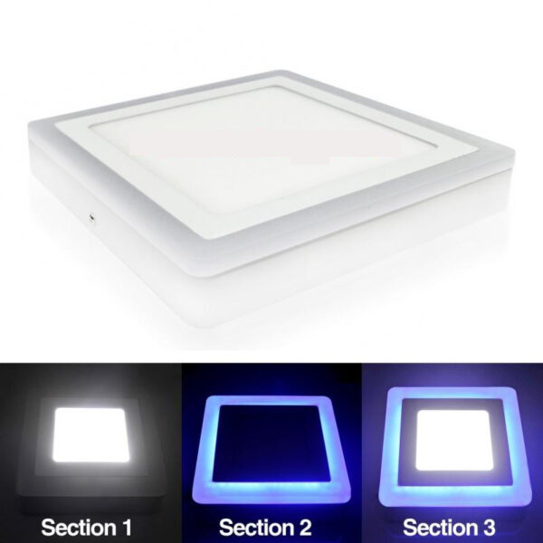 ĐÈN ỐP TRẦN NỔI HÌNH VUÔNG 2 MÀU 12W+4W